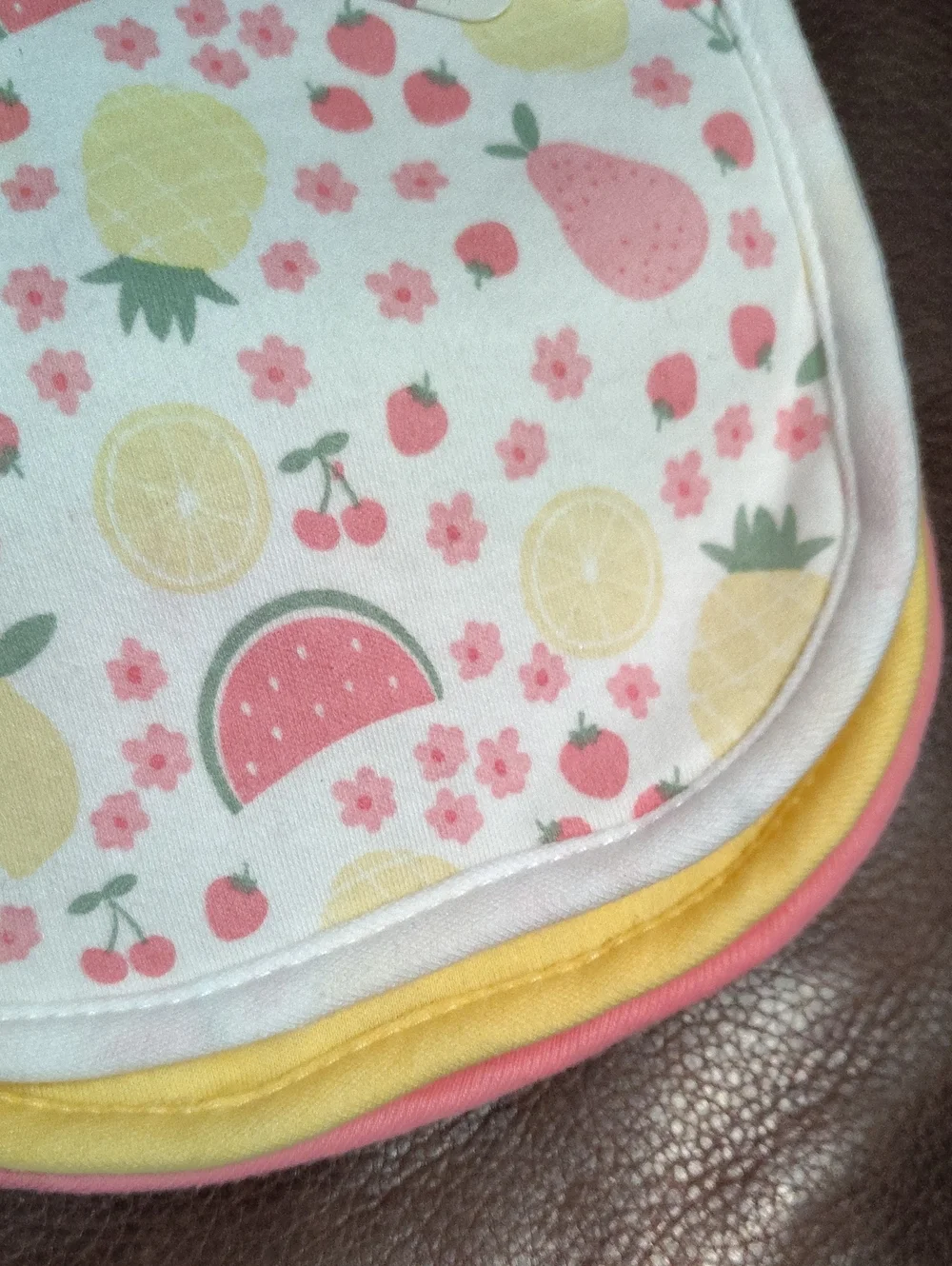 Nwt Kids Fruit Print Bib Set - Pink/Yellow/White $20